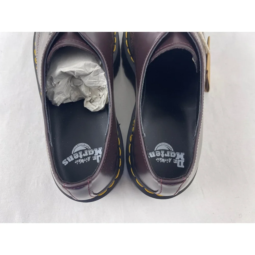 Dr. Martens 1461 Quad Men 10 Women 11 Burgundy Smooth Leather Platform Shoes NEW